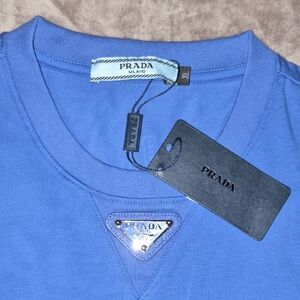 Prada Azure Blue Logo Crewneck